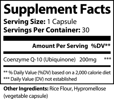 CoQ10 Ubiquinone supplement facts