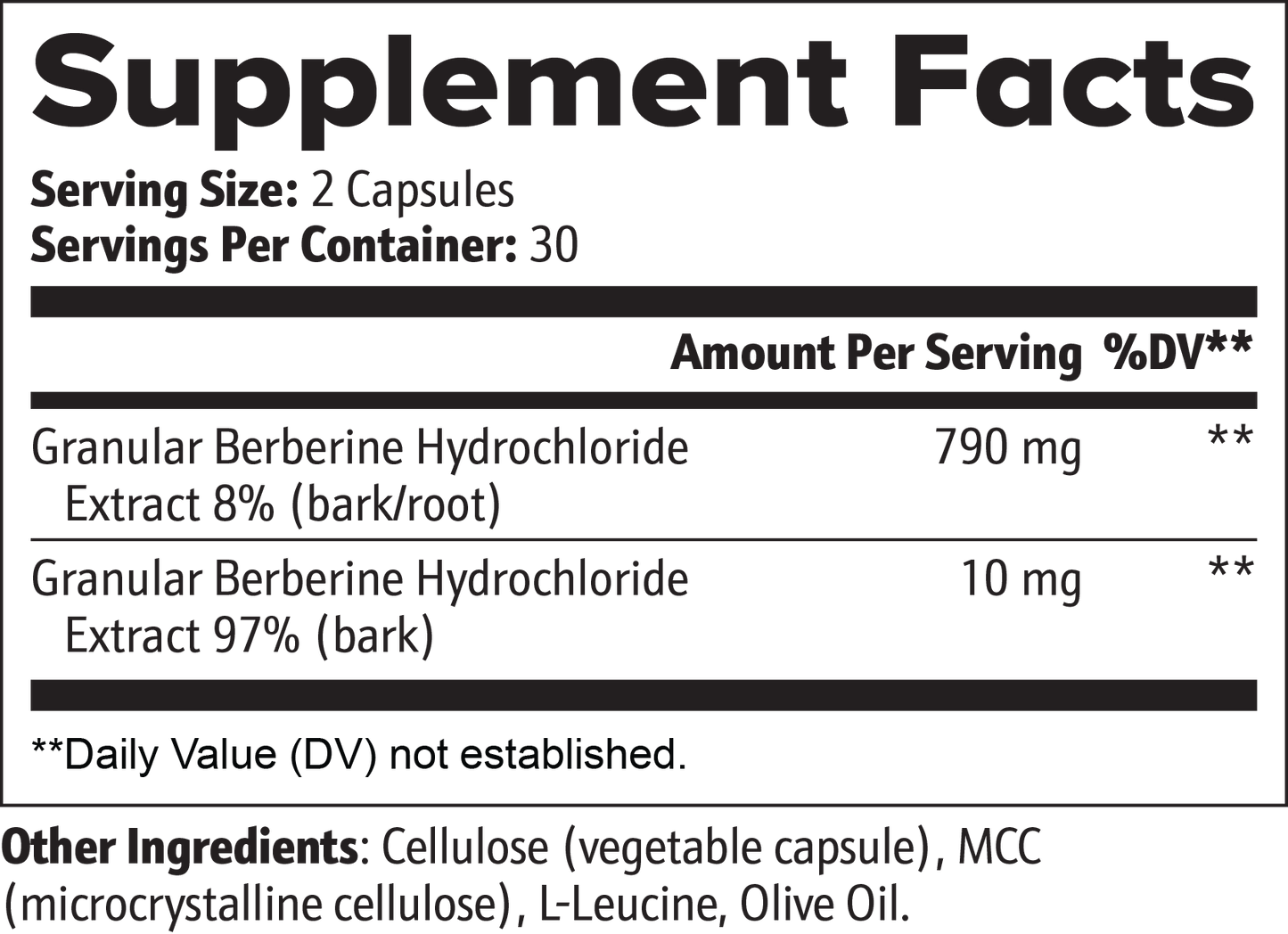 Berberine Supplement Facts