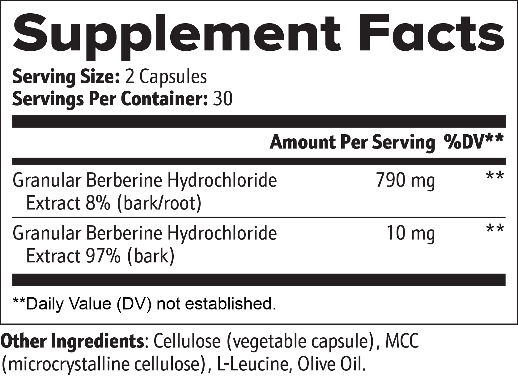 Berberine Supplement Facts